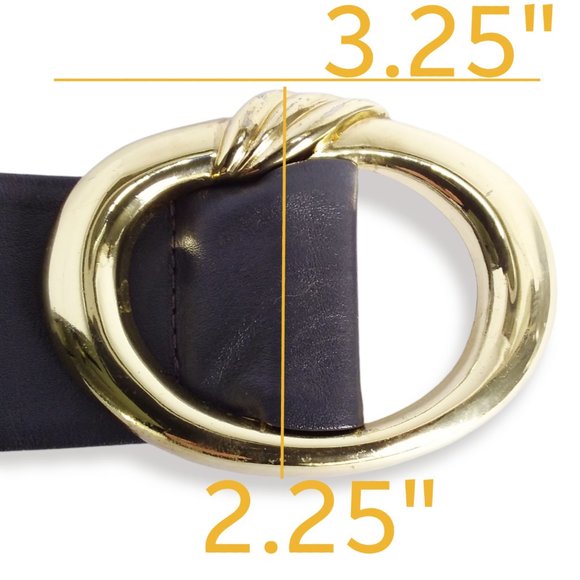 Vintage 80s Paolo Vico Gray Leather Belt Size M/L Gold Buckle Oval Adjustable main image 4